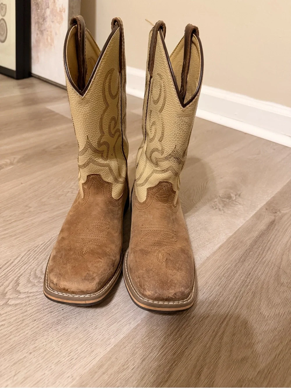 Kids Two-Tone Tan and Cream Smoky Mountain Cowboy Boots